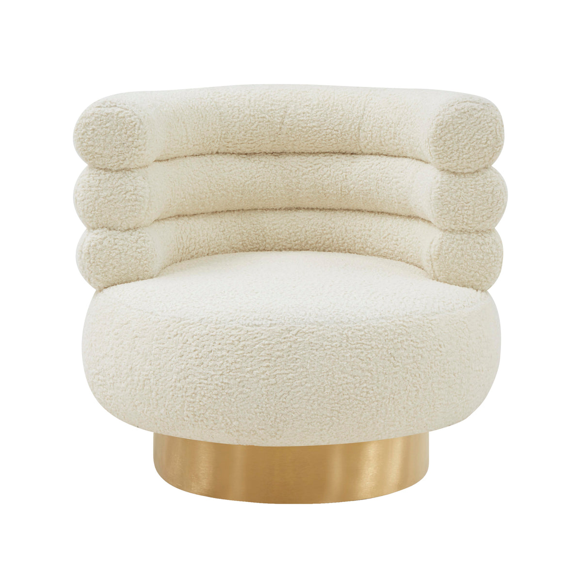 Cream Faux Shearling Swivel Chair with Gold Base M921523