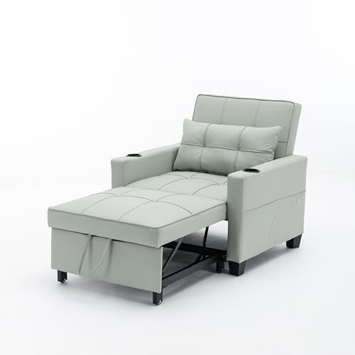 Blue Tech Cloth 3-in-1 Convertible Pull Out Couch L5734