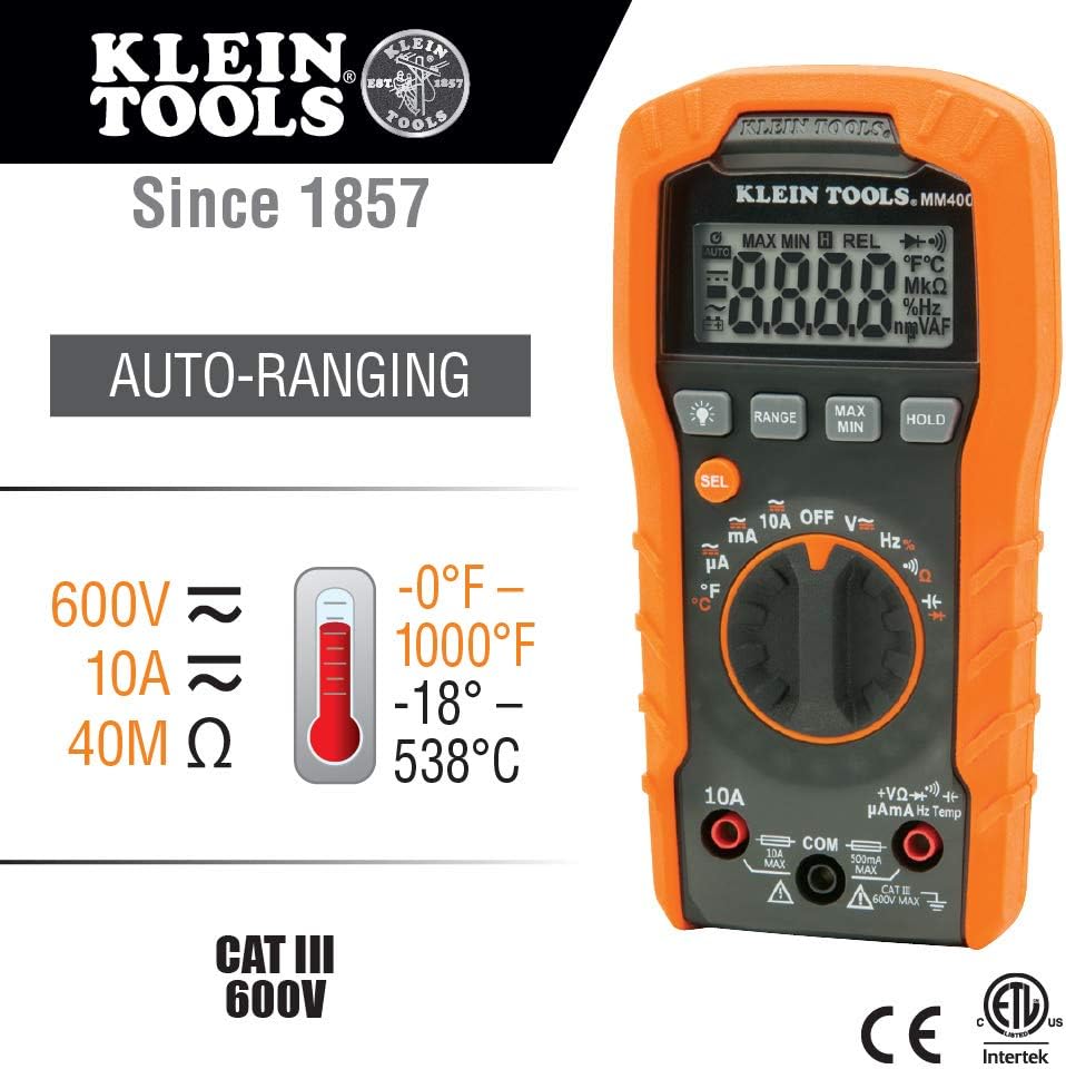 Digital Multimeter, Auto-Ranging, 600V, Pack of 2 B18728
