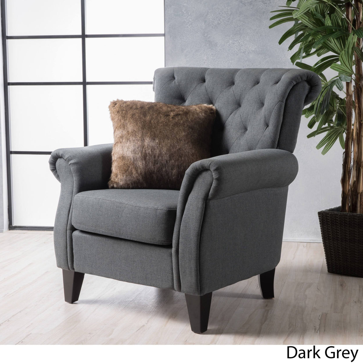 Grey Tufted Fabric Club Chair X4800