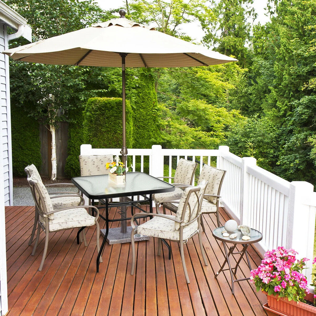 32'' Patio Square Table Tempered Glass Steel Frame N45398