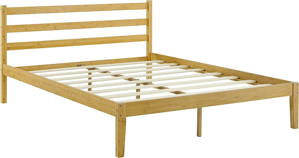 Natural Bamboo Queen Platform Bed Frame With Headboard Y583440