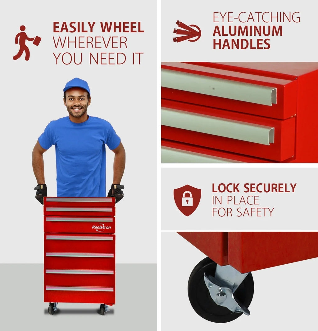 Red Compact Fridge with Built-in Tool Storage B659091