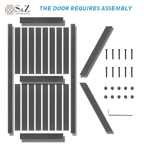20 in x 84 in Elephant Gray Solid Wood Barn Door with Sliding Door Hardware Kit J2855