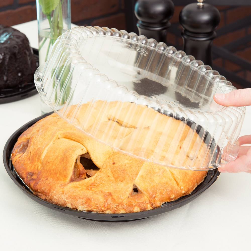9x22 Black Pie Container with Clear High Dome Lid W29100