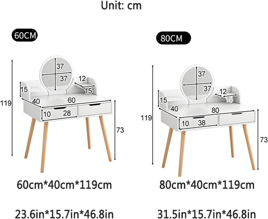 Makeup Vanity with Mirror and 2 Drawers N899853