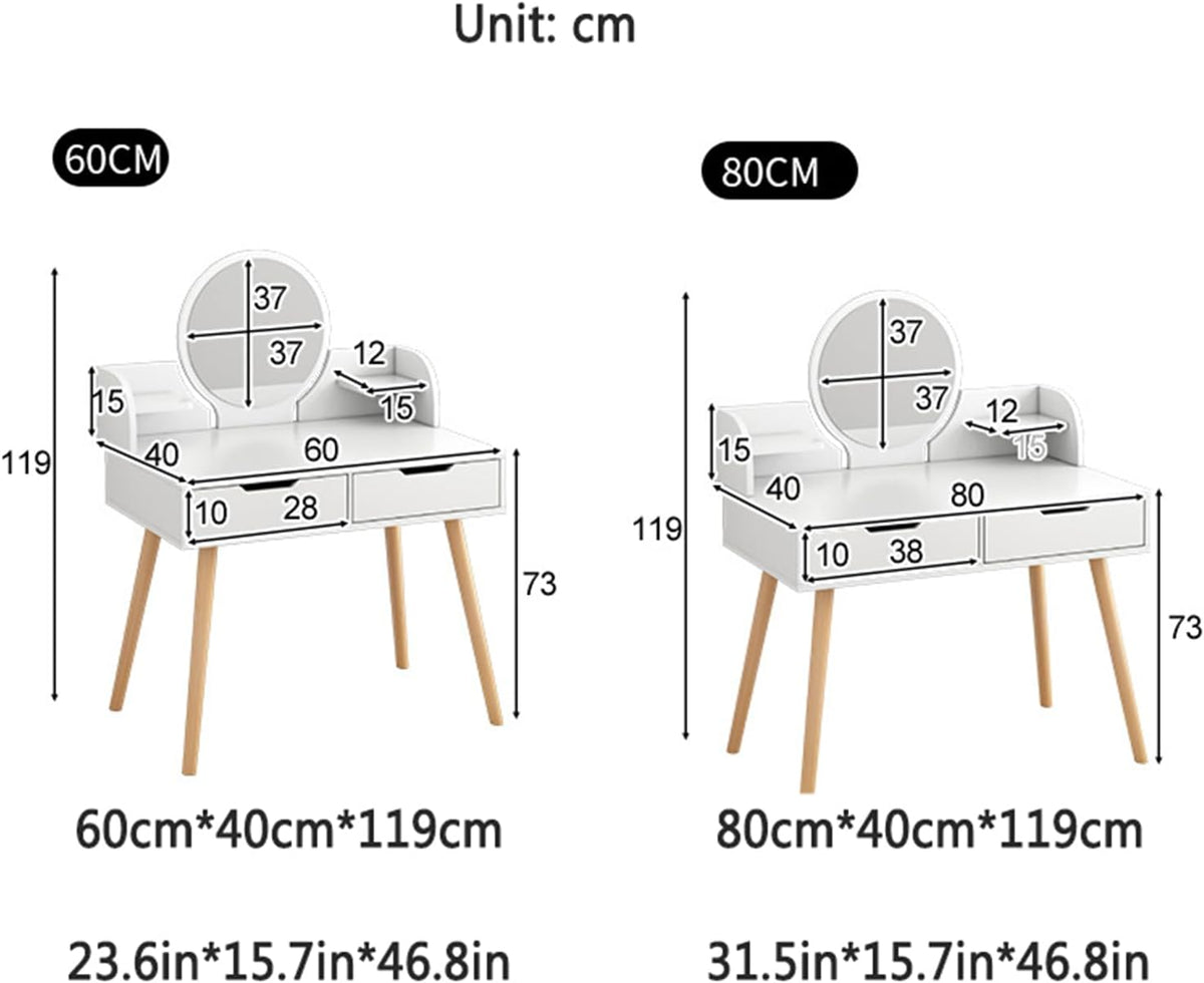 Makeup Vanity with Mirror and 2 Drawers N899853