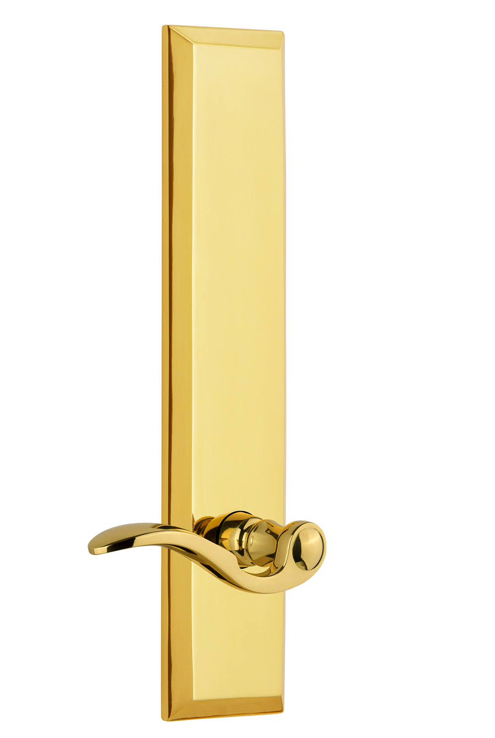 Polished Brass Tall Plate Privacy Lever N933262