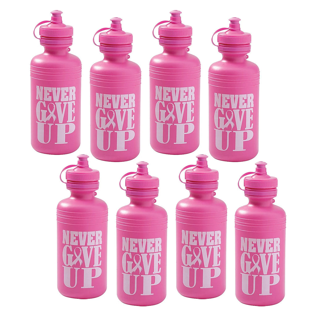 Pink Ribbon Reusable BPA-Free Plastic Water Bottles Bulk 60 Ct O6536