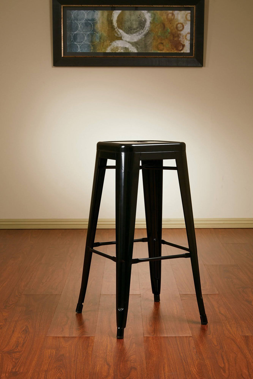 Black Steel Backless Barstool 4-Pack V415