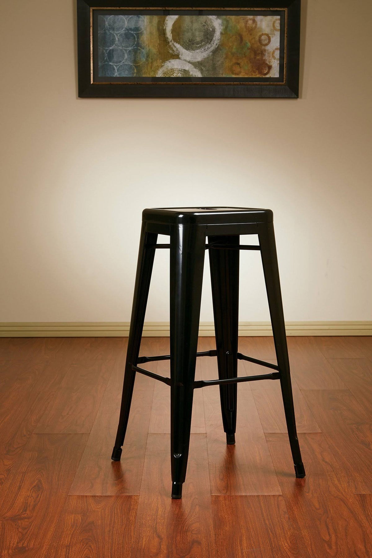 Black Steel Backless Barstool 4-Pack V415