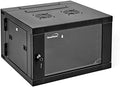 6U Wall-Mount Network Cabinet Enclosure, 650mm Depth, Hinged Back, Swing Gate Server Cabinet, Locks, Reversible Glass Front Door, 2 Fans I459