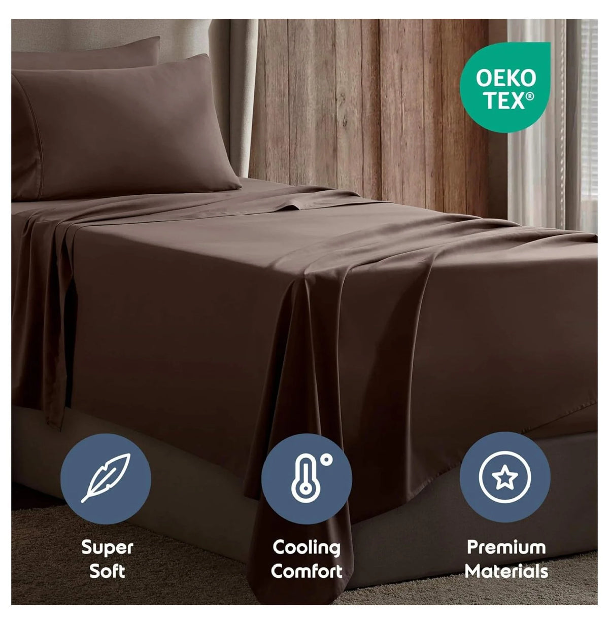Chocolate Brown 3 Piece Twin Bed Sheets Set L721733