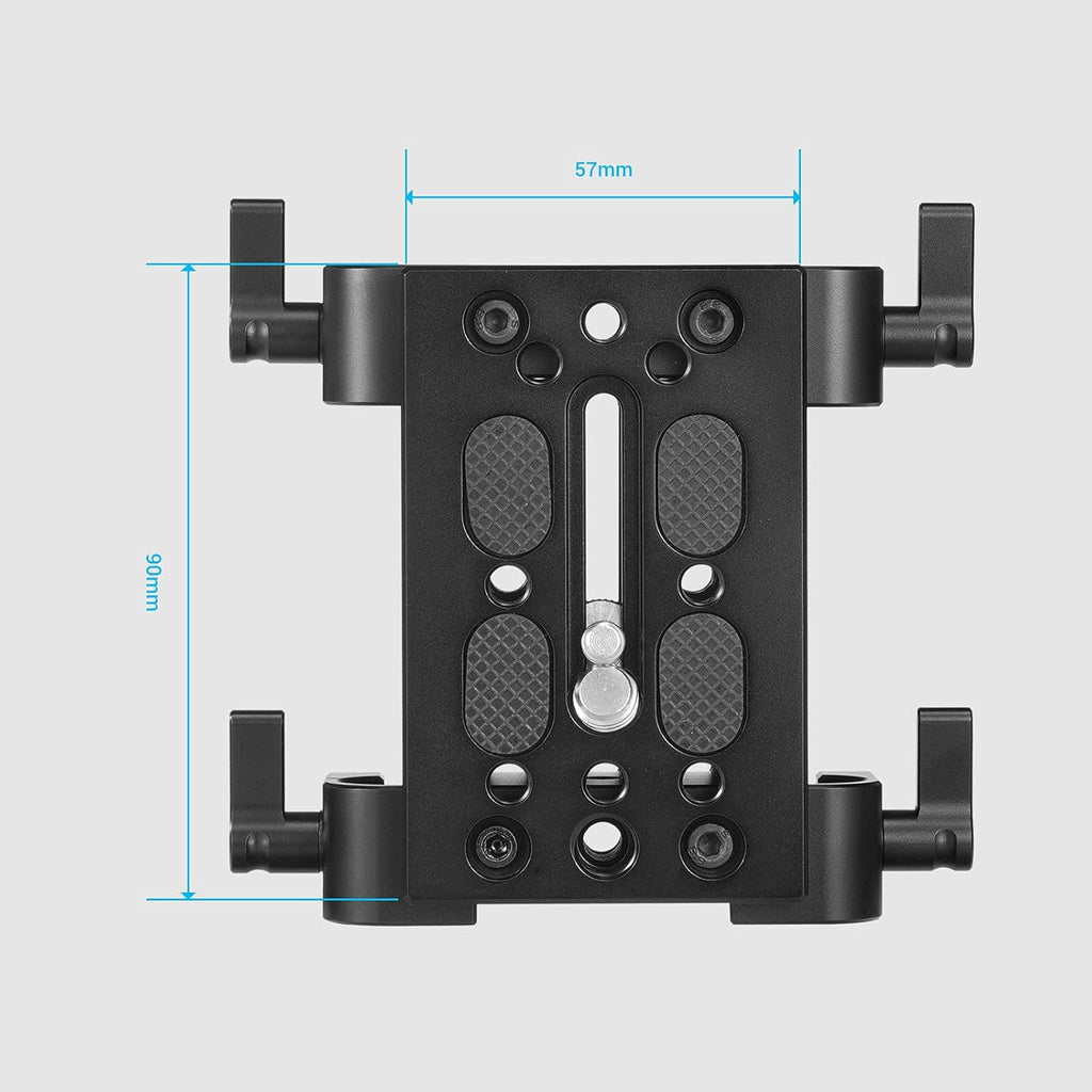 Camera Tripod Mounting Baseplate with 15mm Rod Clamp Rail Block J1140