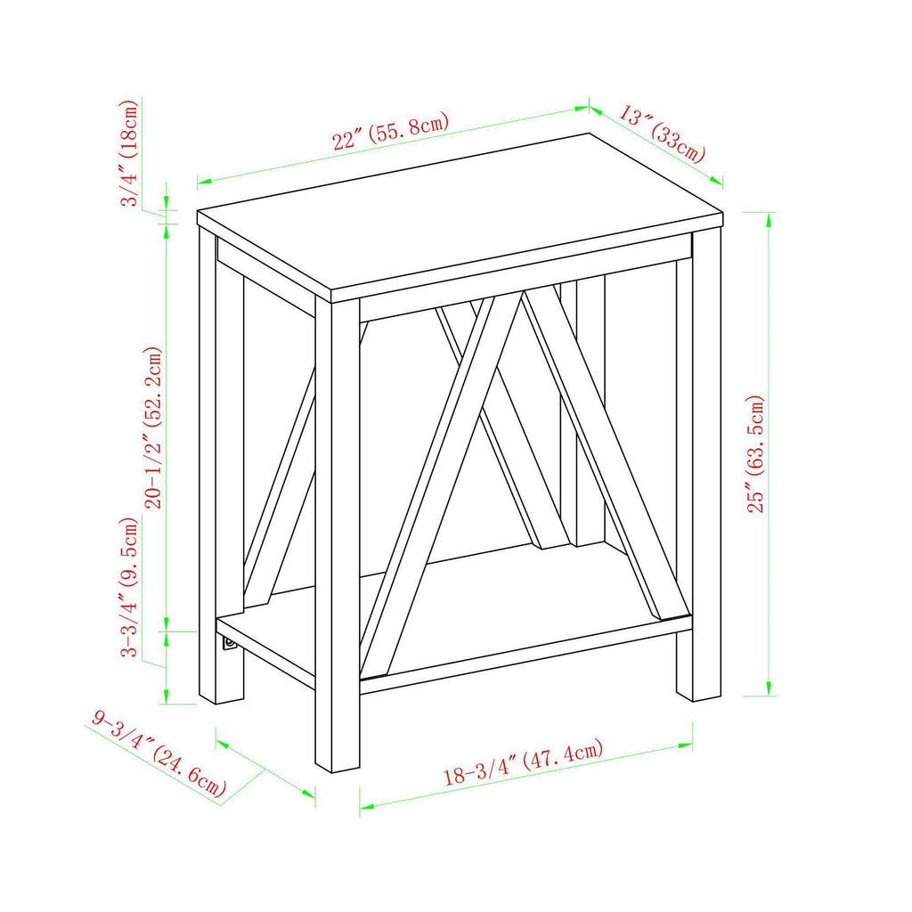 White Faux Marble/Natural Walnut Open Storage Side Table T6809