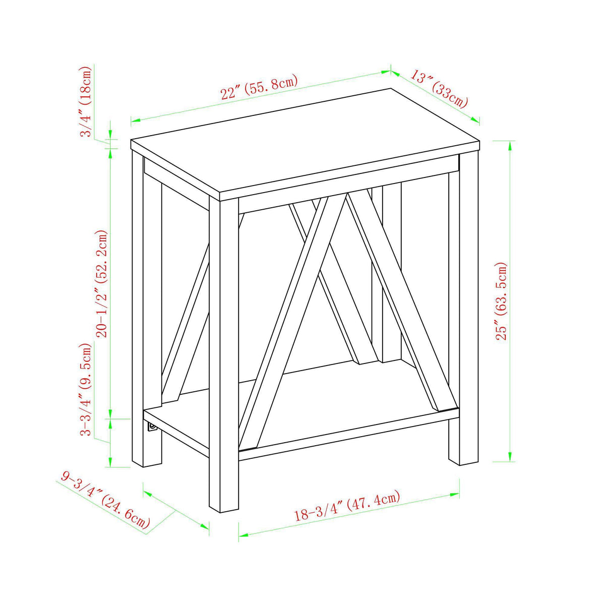 White Faux Marble/Natural Walnut Open Storage Side Table T6809