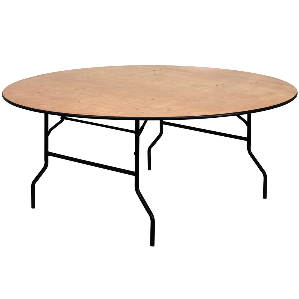 6-Foot Round Wood Folding Banquet Table V796861