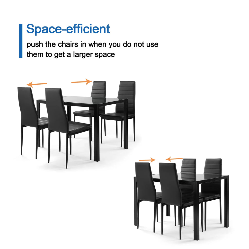 Black Faux Leather Upholstered Dining Chair Set of 4 K737