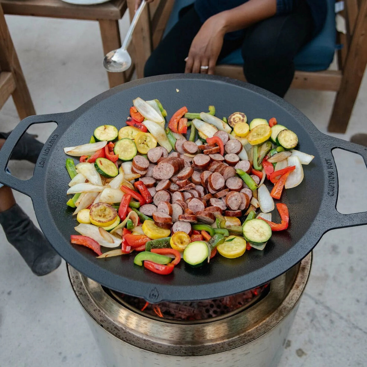 Large Cast Iron Wok Top, 18" Stir Fry Pan T194