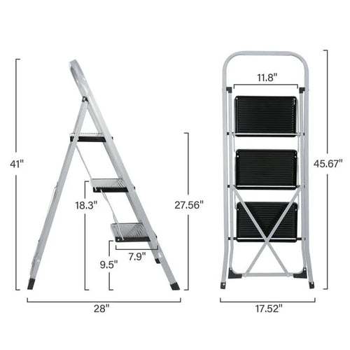 3 Step Folding Step Stool 330lbs Capacity Silver T784