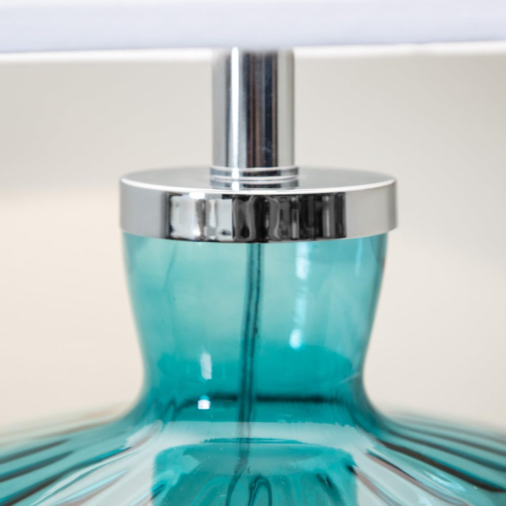 Turquoise Dimpled Glass Table Lamp F66500
