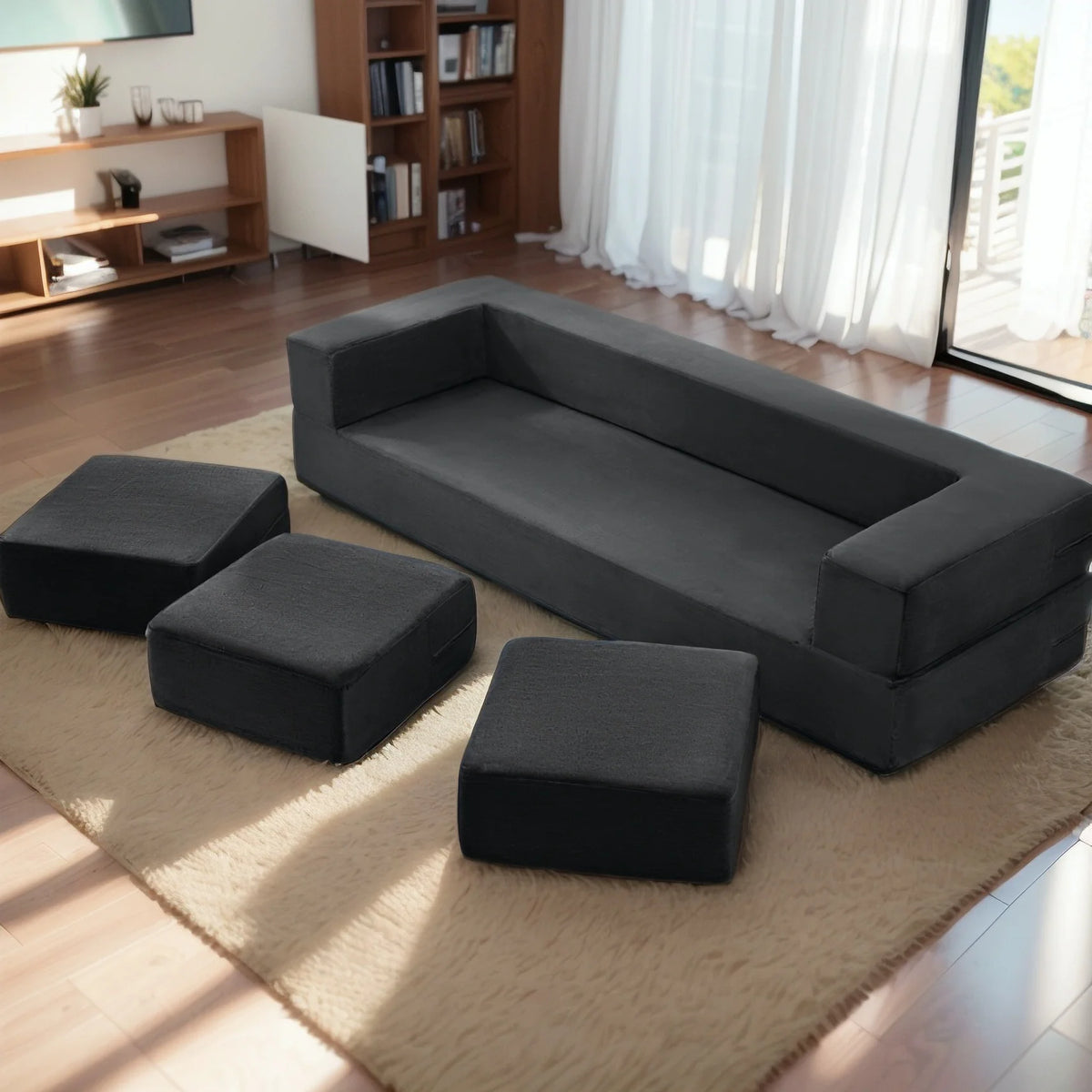 Dark Grey Convertible Sofa Bed X3822