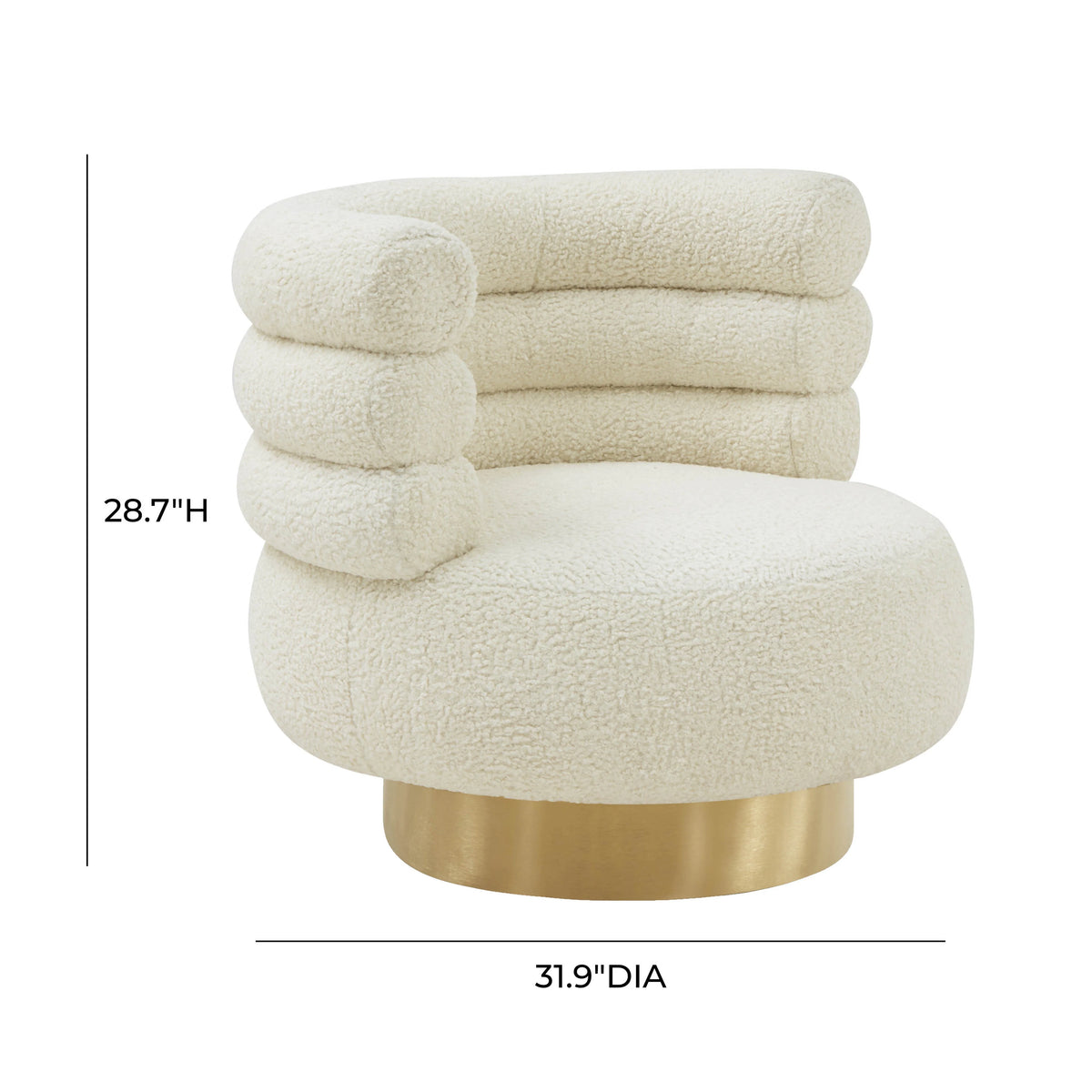 Cream Faux Shearling Swivel Chair with Gold Base M921523