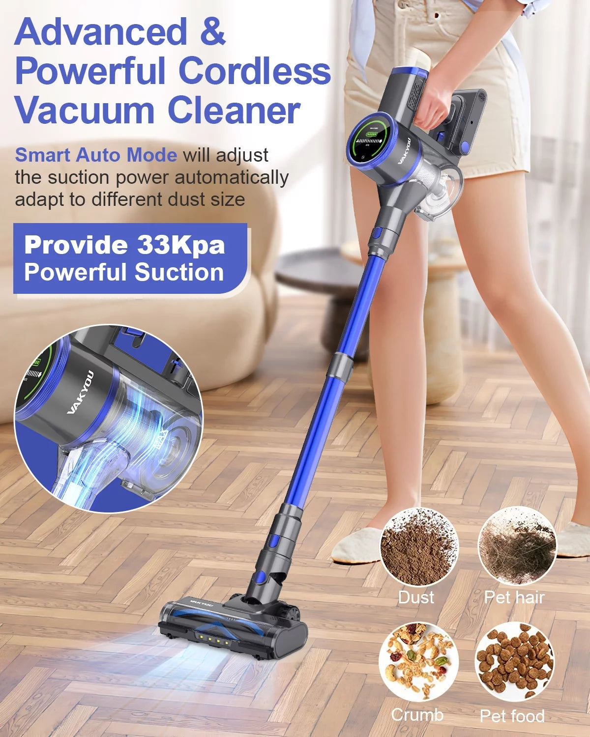 Cordless Stick Vacuum 450W 33Kpa 55mins W784828