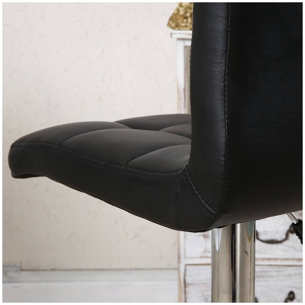 Black Leather Swivel Bar Stool, Set of 2 N29833