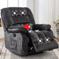 Gray Fabric Manual Recliner with Massage and Heat L74055