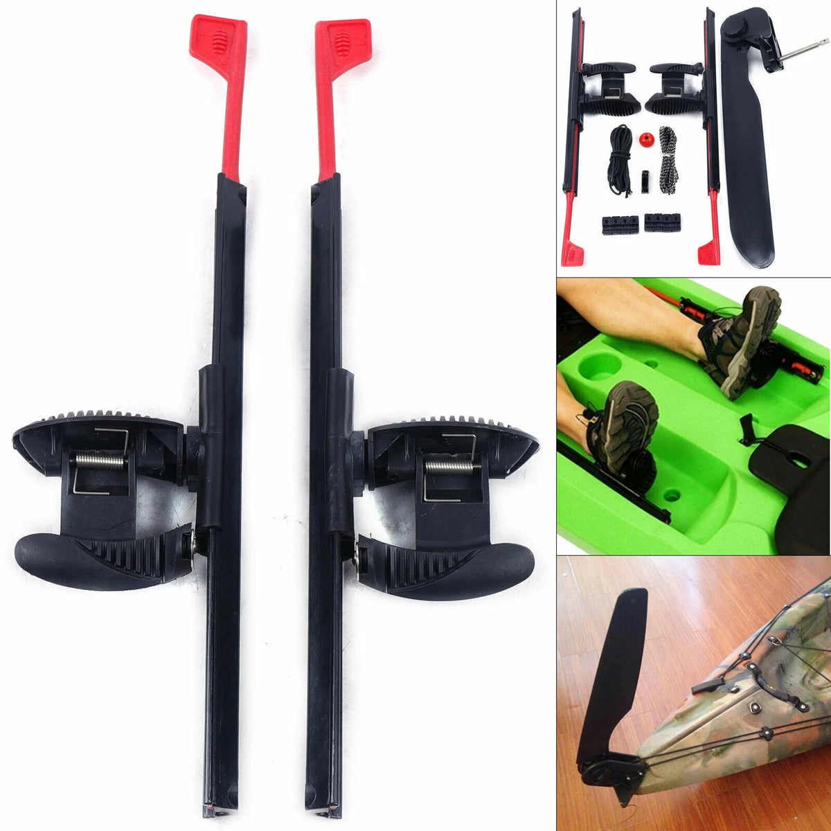 2Pcs Adjustable Kayak Foot Braces Pedals with Rudder Foot Control System Z458158