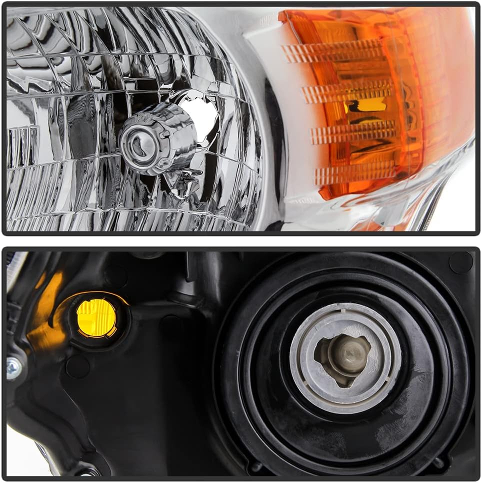 Chrome Housing Headlights Assembly Pair Set J205
