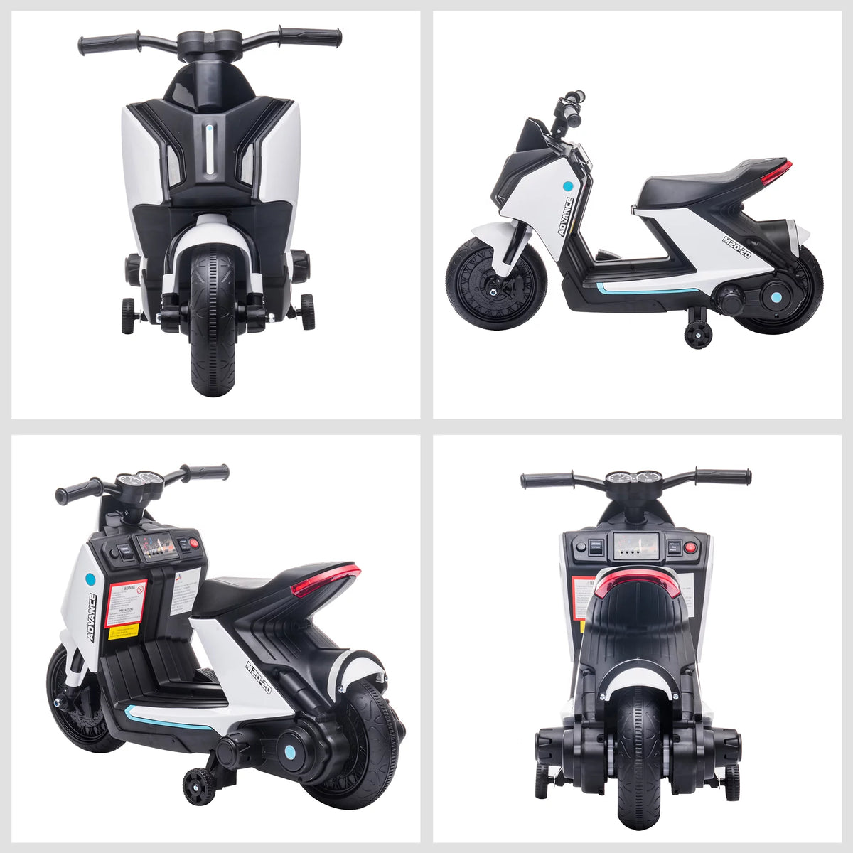6V Kids Electric Motorcycle Ride-On Rechargeable Bike with Headlights, White D87680