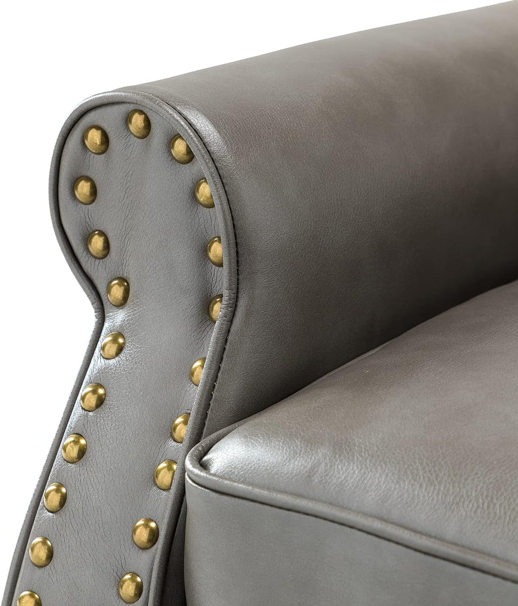 Black Faux Leather Accent Chair with Solid Wood Legs E8333