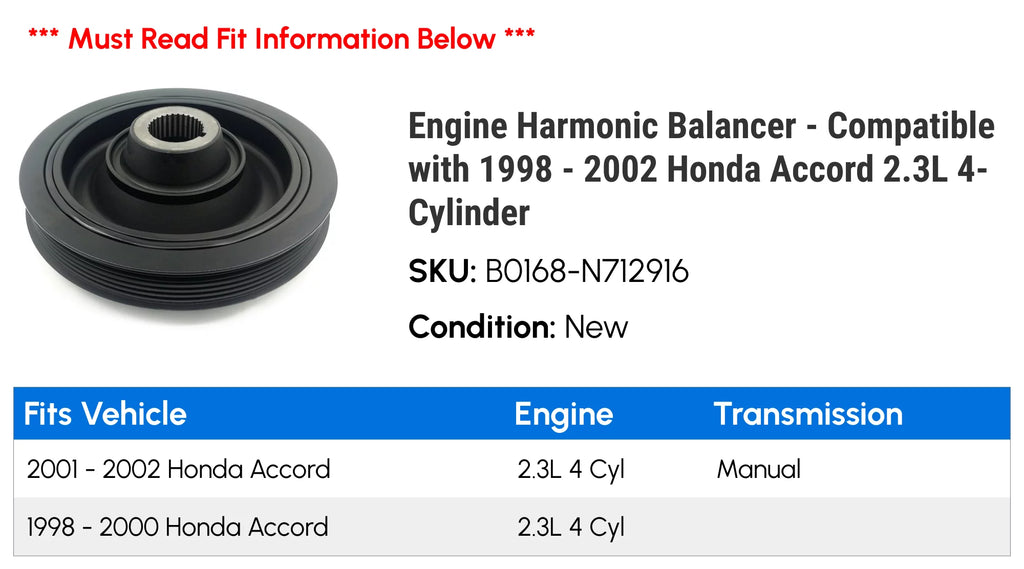 Harmonic Balancer for 1998-2002 Honda Accord 2.3L T70374
