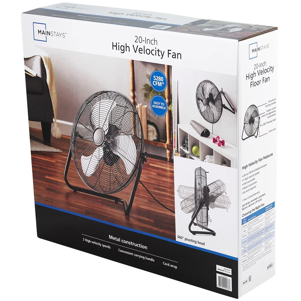 20 inch 3-Speed Steel Floor Fan, Black P890595