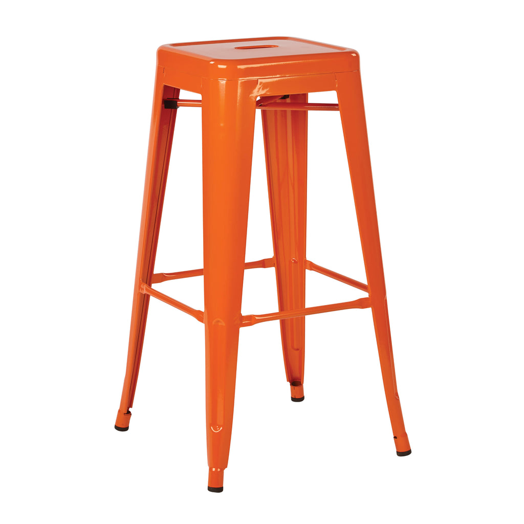 Black Steel Backless Barstool 4-Pack V415