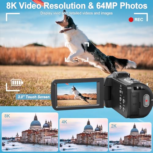 64MP 8K Camcorder with IR Night Vision A7115
