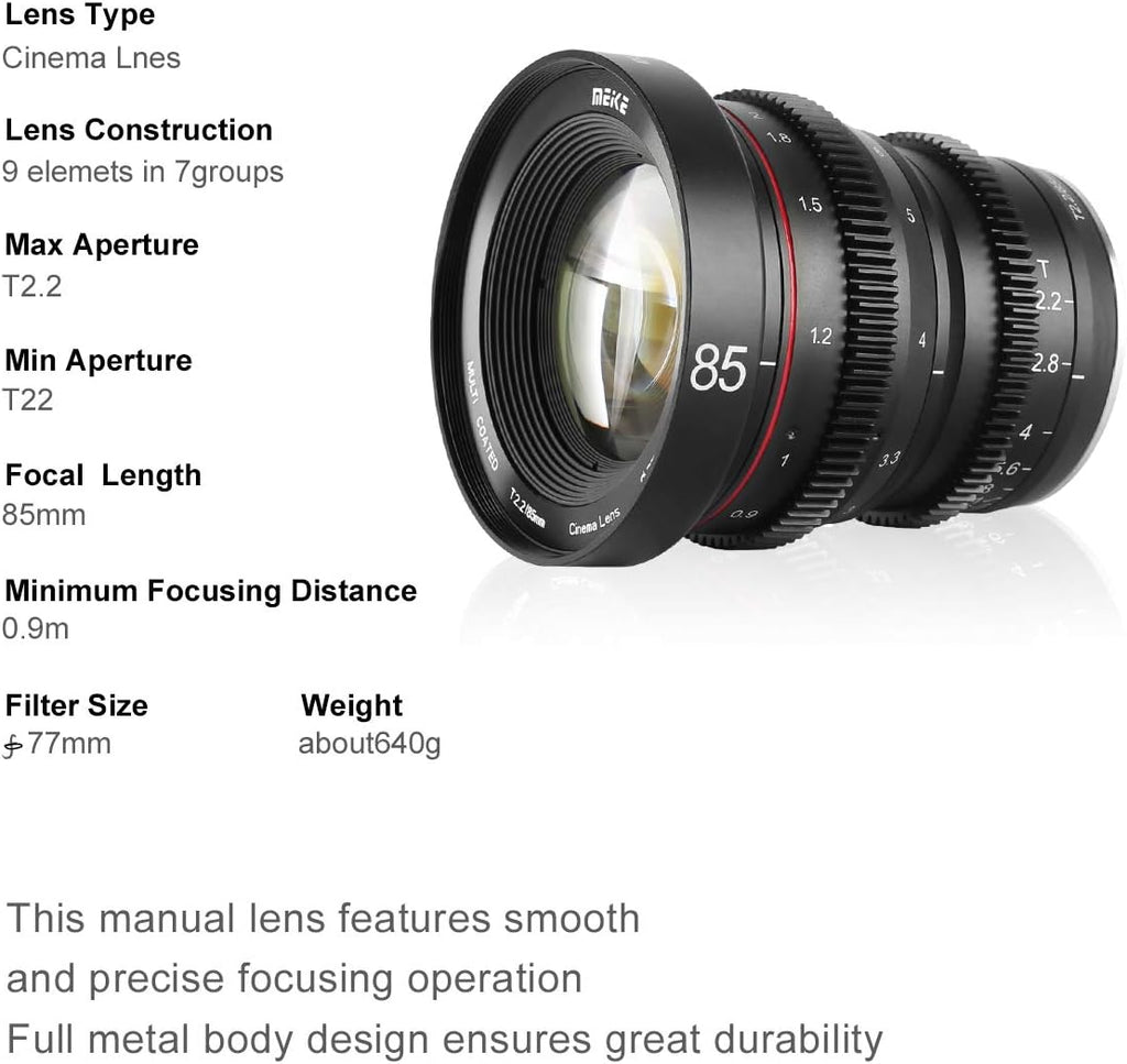 85mm T2.2 Manual Focus Cinema Lens for M43 Mount T89533