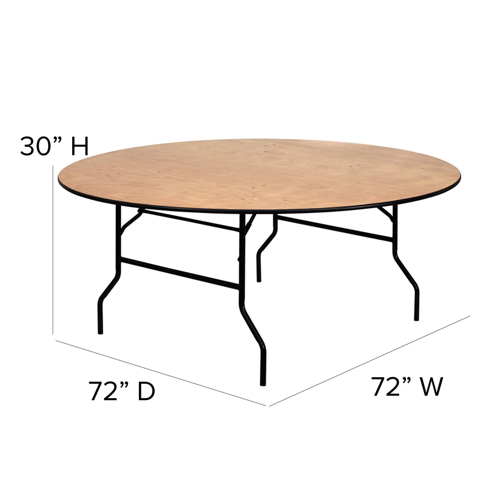 6-Foot Round Wood Folding Banquet Table V796861