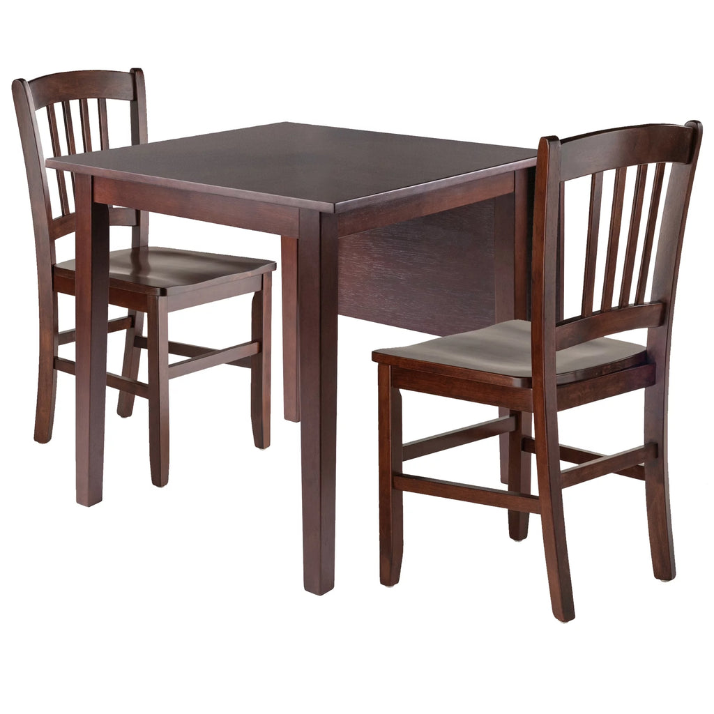 3-Pc Drop Leaf Dining Set with 2 Slat-back Chairs W203