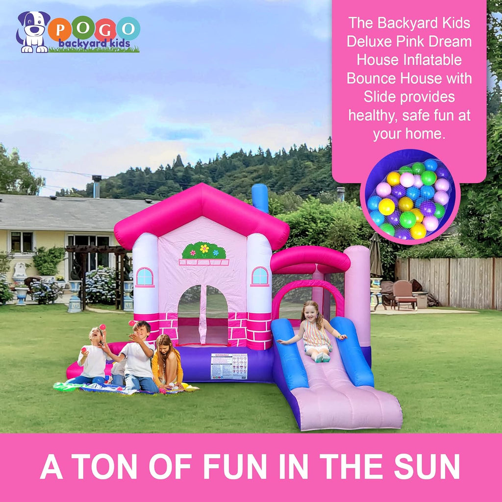 Pink Inflatable Bounce House with Slide, 12.5' x 10.5' Play Area, 7.9' Tall Z16314