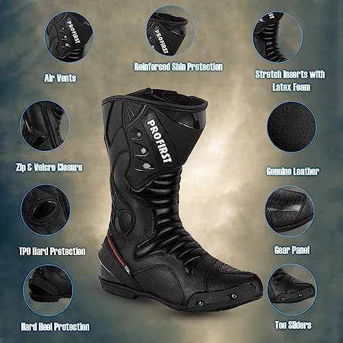 Motorbike Leather Boots Motorcycle Waterproof Shoes Armored Boot Protection Anti Slip Racing Sports J20516
