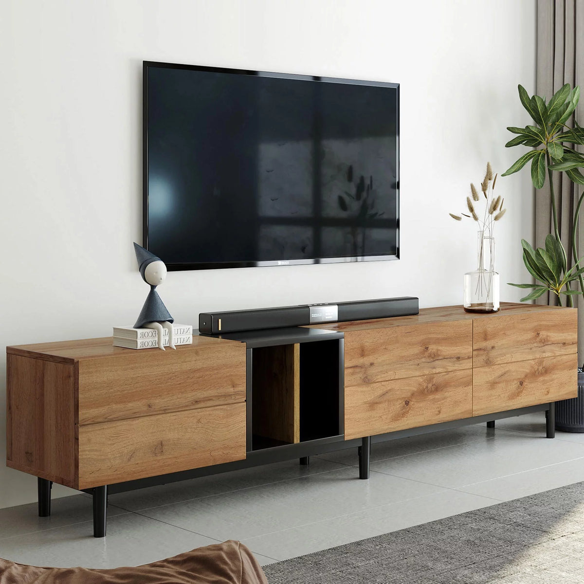 Mid-Century Modern TV Stand with 3 Doors B2737
