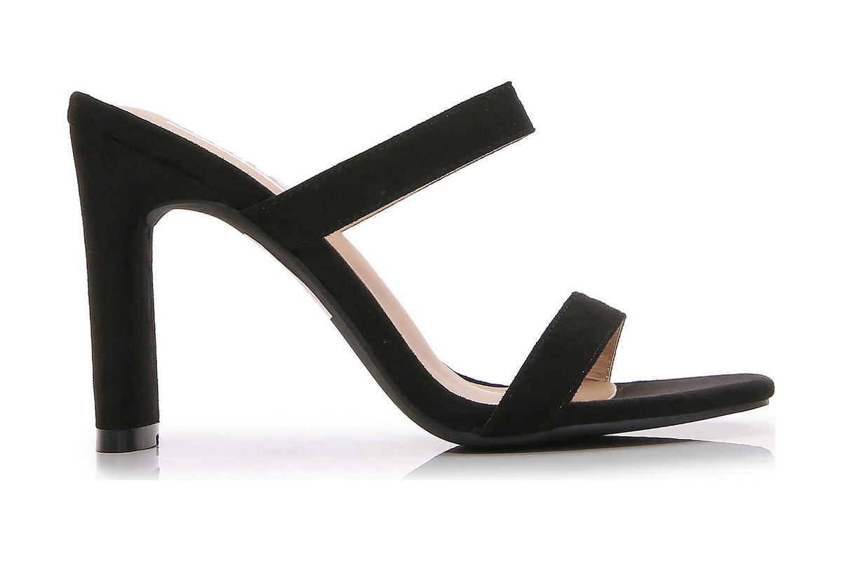 Women Double Strap Chunky Heeled Slide Sandals J404016