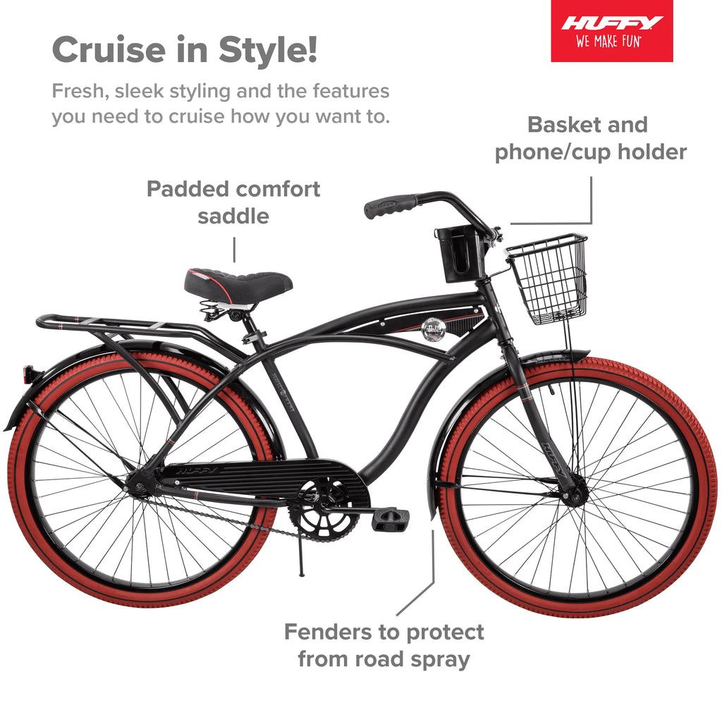 26” Matte Black Cruiser Bike E863