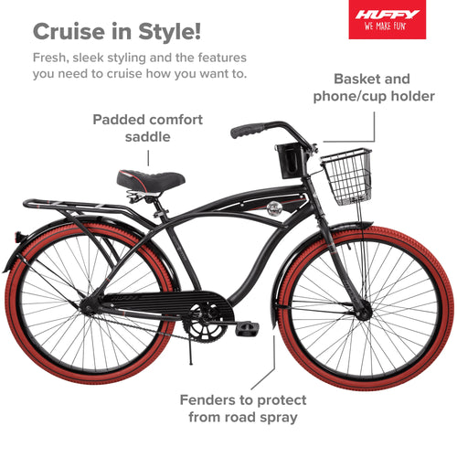 26” Matte Black Cruiser Bike E863