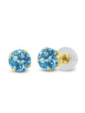 14K Yellow Gold Blue Topaz Stud Earrings U85538