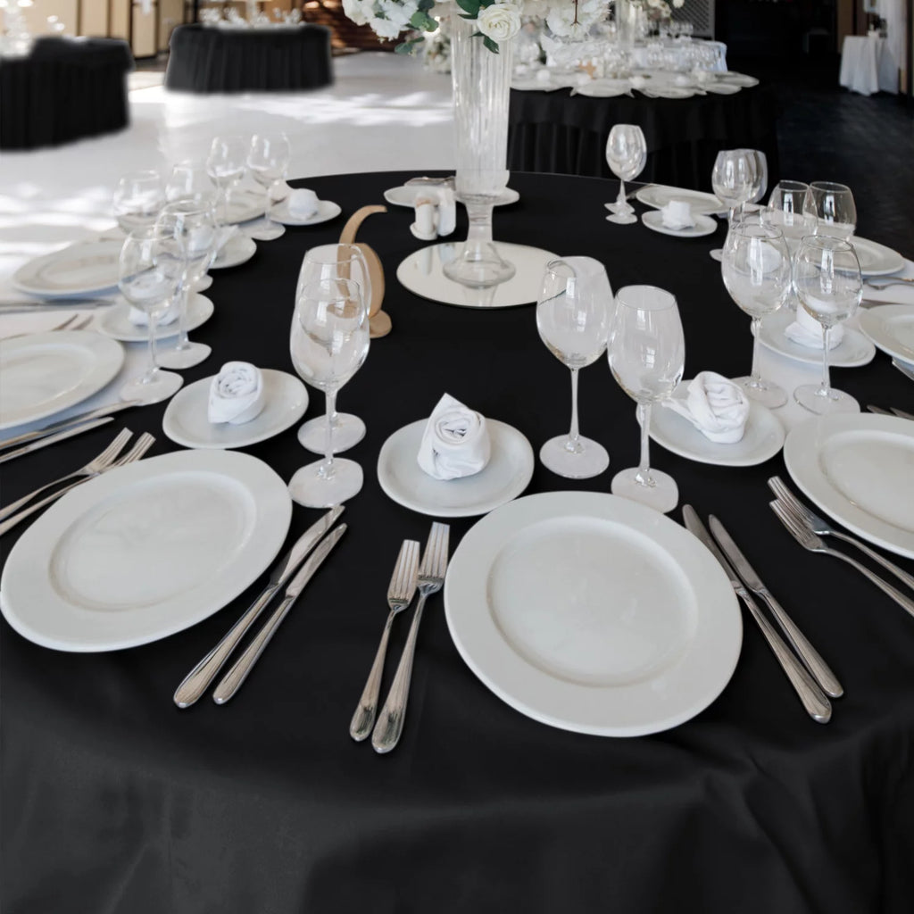 8 Pack Black 120 inch Round Polyester Table Cloth U8540