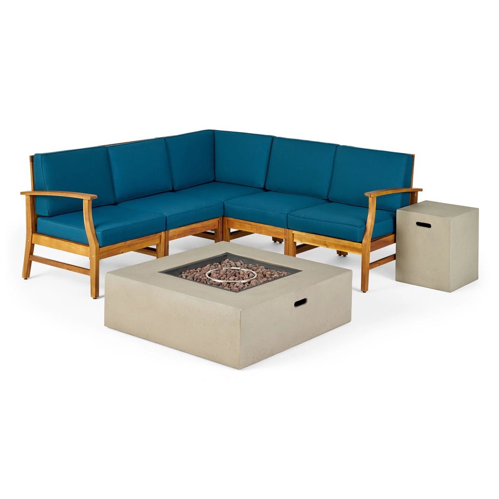 7-Piece Acacia Wood Outdoor Sofa Set W410